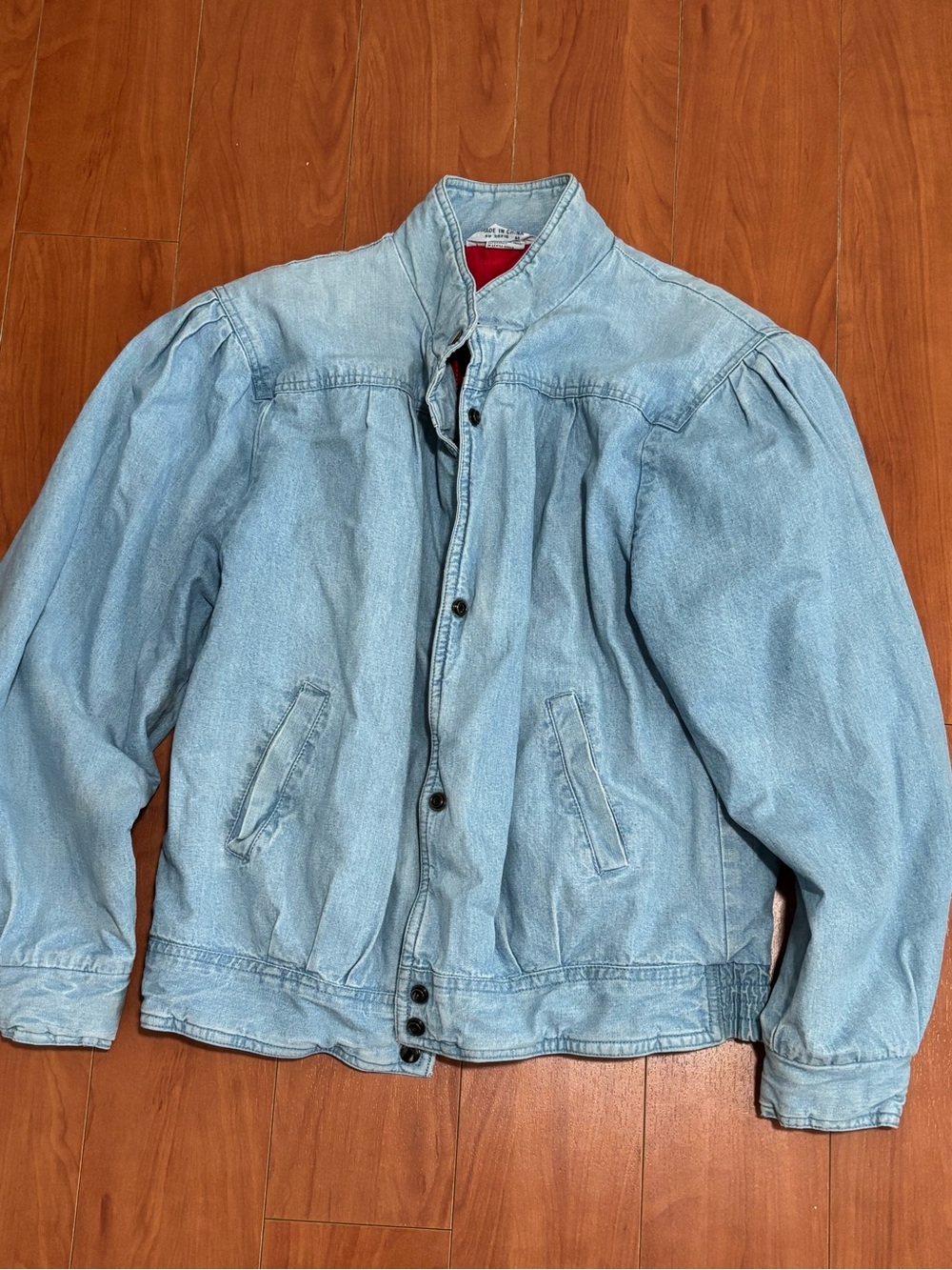Vintage Otello Pelle 80s Denim Bomber Jacket - Size M